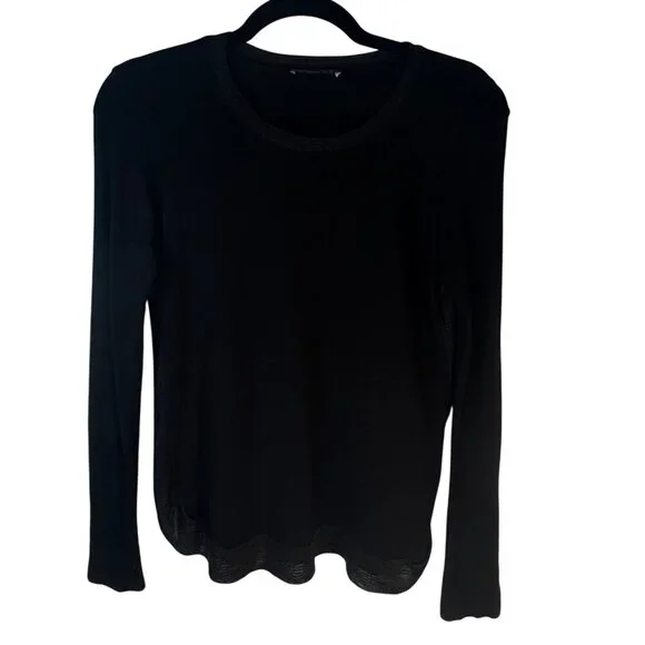 2/$25 Zara W&B Black Small Long Sleeve Top Round Neck Pullover - Picture 8 of 14